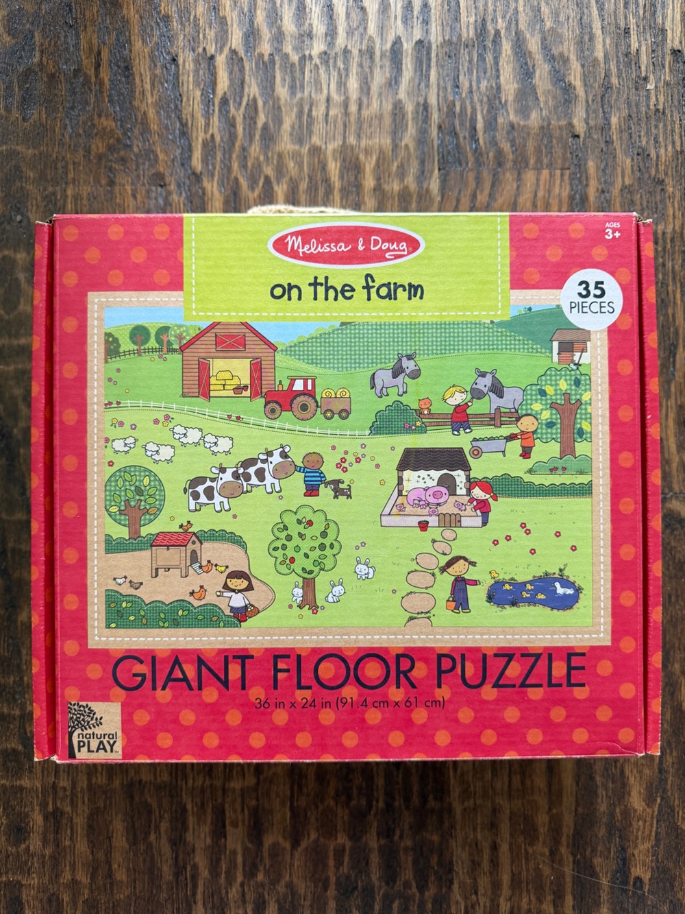 Melissa & Doug On the Farm Giant Floor Puzzle 35 pieces Natural Play